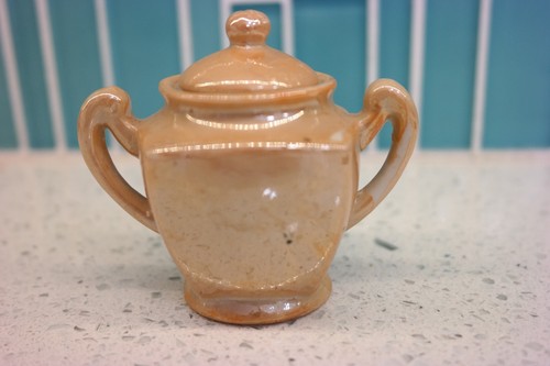 Vintage 1930s Disney Mickey Mouse peach luster child's tea set ~ Sugar Cup & Lid - Picture 3 of 7
