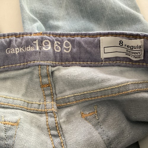 Gap Kids Jeans Girls Sz 8 Skinny Belt Hoops Zippers On The Leg - Picture 3 of 6