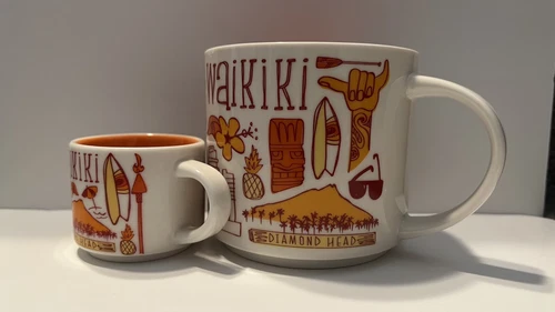 STARBUCKS 14OZ MUG WAIKIKI BEEN THERE SERIES AND 3 Oz Demitasse