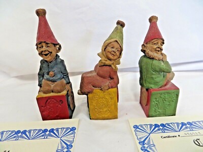 Vintage Thomas F Clark Gnomes - #54 #74 #94 - JOY on Blocks - 2 w