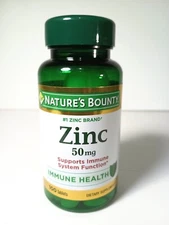 Nature's Bounty Zinc 50 mg Supports Immune System Function 100 Tabs 
