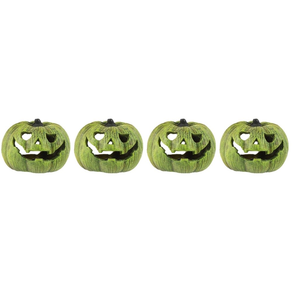 4 PIEZAS Calabaza Escondite Casa Reptil Refugio Oculto Halloween Estatuilla Gecko