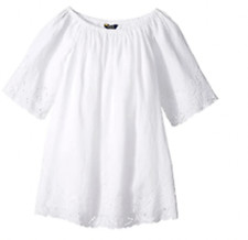 Polo Ralph Lauren L73724 Girls White Cotton Lace Hem Dres Size 5