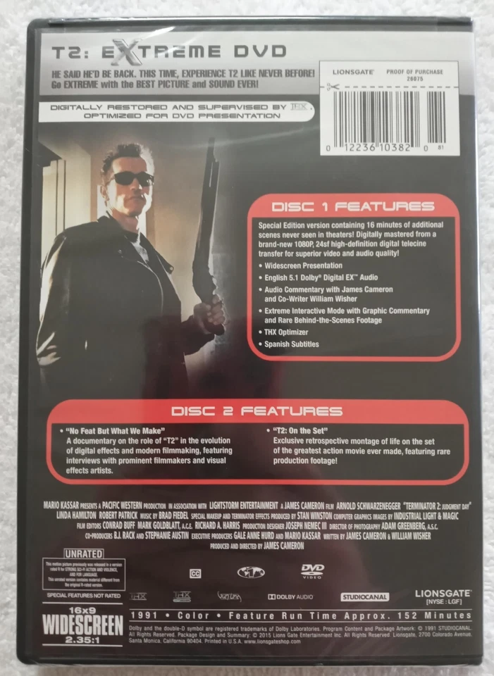Terminator 2: Judgement Day "EXTREME DVD" Brand New Factory Sealed!! - Image 2 of 2