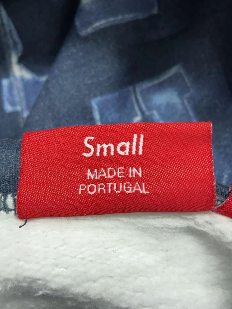 Felpa con cappuccio Supreme S cotone blu navy modello all over blocchi 7 usata