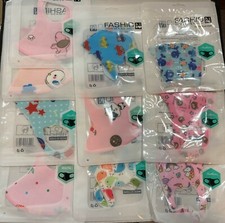 4 Count Lot Kids Designs Reusable Washable Fashion Cloth Face Masks w/ Ear Loops