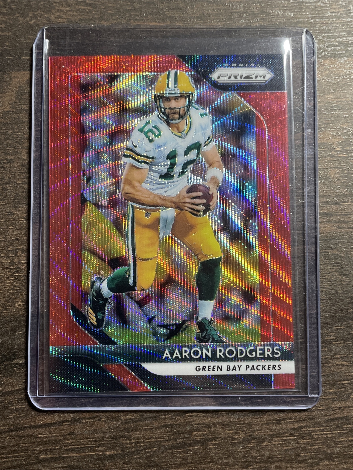 2018 Panini Prizm Red Wave Prizm Aaron Rodgers 112/149 Packers #127