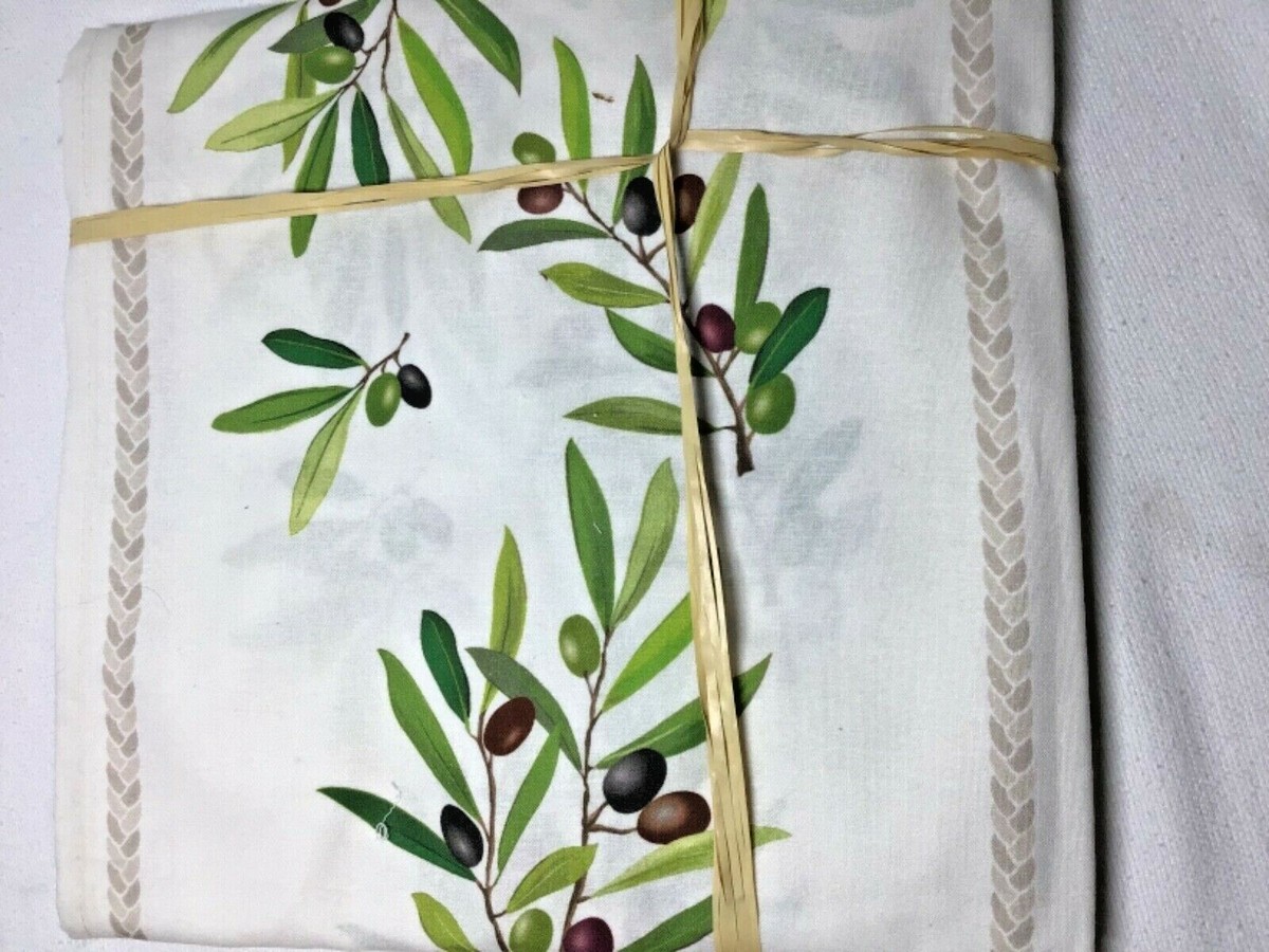 TISSUS TOSELLI FRENCH PROVENCAL TABLECLOTH ECRU OLIVE BRANCH 61 X
