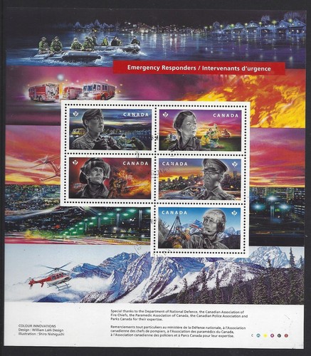 CANADA 2018 EMERGENCY RESPONDERS SHEETLET FINE USED
