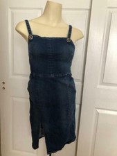Guess Los Angeles Spaghetti Strap Blue Denim Dress 75% Cotton Size 0