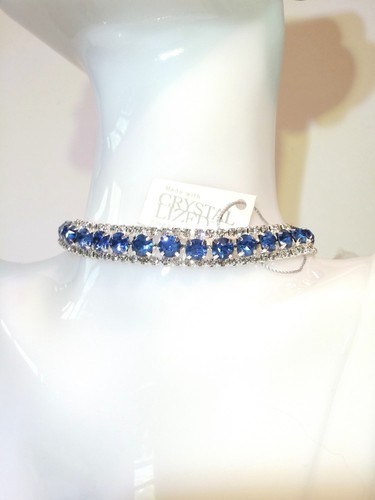 Collana Donna Argento Blu Orecchini con Cristalli Swarovski Originali collier - Foto 4 di 12
