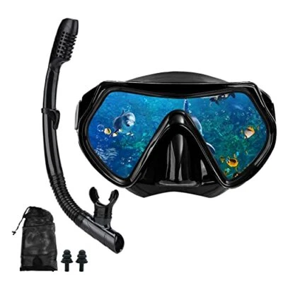 Snorkel Mask Set Máscara de buceo de vidrio templado antivaho para adultos