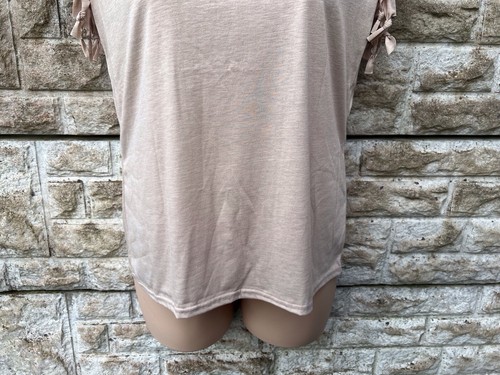 Blusa Top Jersey Manga Volantes Beige Elite99 Etiquetas Nuevas Damas Reino Unido M (P-P 20") - Imagen 6 de 14