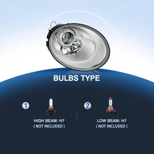HALOGEN HEADLIGHT ASSEMBLY FOR 2006-2010 VOLKSWAGEN VW BEETLE PASSENGER RIGHT - Picture 5 of 8