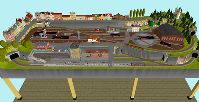 GP3-0020 Märklin C-Gleis-Plan ''HH-Tiefstack'' 300x118cm (DIN A4-Mappe Color)