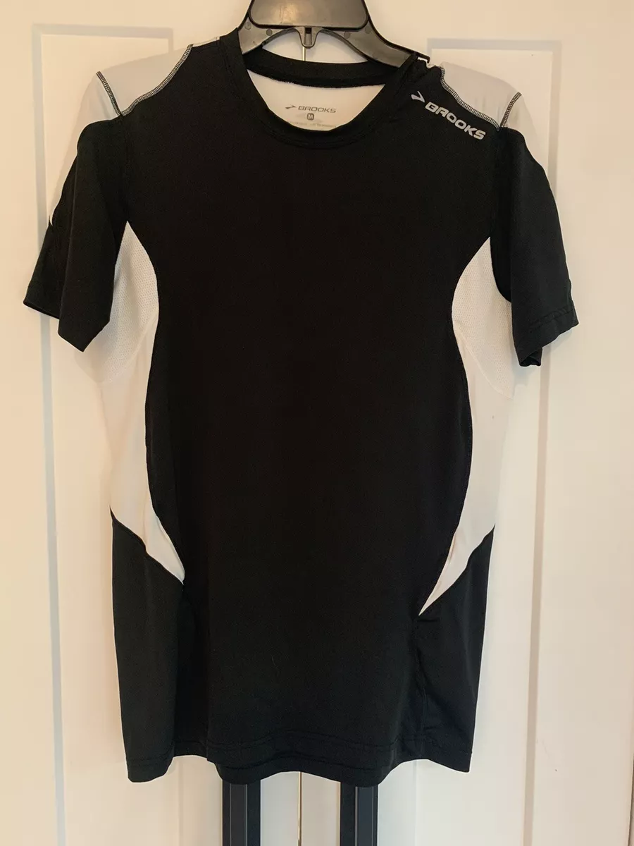 Brooks Equilibrium Running Tee black White Medium eBay