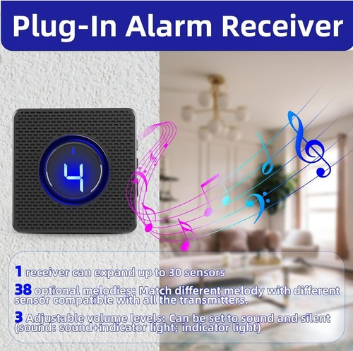 Wireless Driveway Alarm Solar Receiver PIR Motion Sensor Garage Security System - Picture 8 of 25