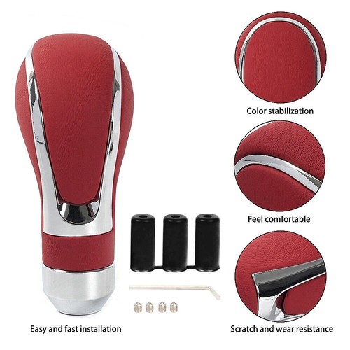 Universal Red Leather Automatic Car Shift Knob Manual Gear Stick Shifter Lever - Picture 5 of 19