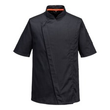 Image of CHEF'S MESHAIR PRO JACKET UNISEX ASYMMETRICAL SHORT SLEEVE COAT- PORTWEST C739