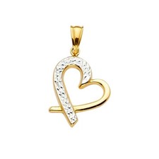 14K Gold Womens Love Heart Charm Pendant Small Tiny For Necklace or Chain