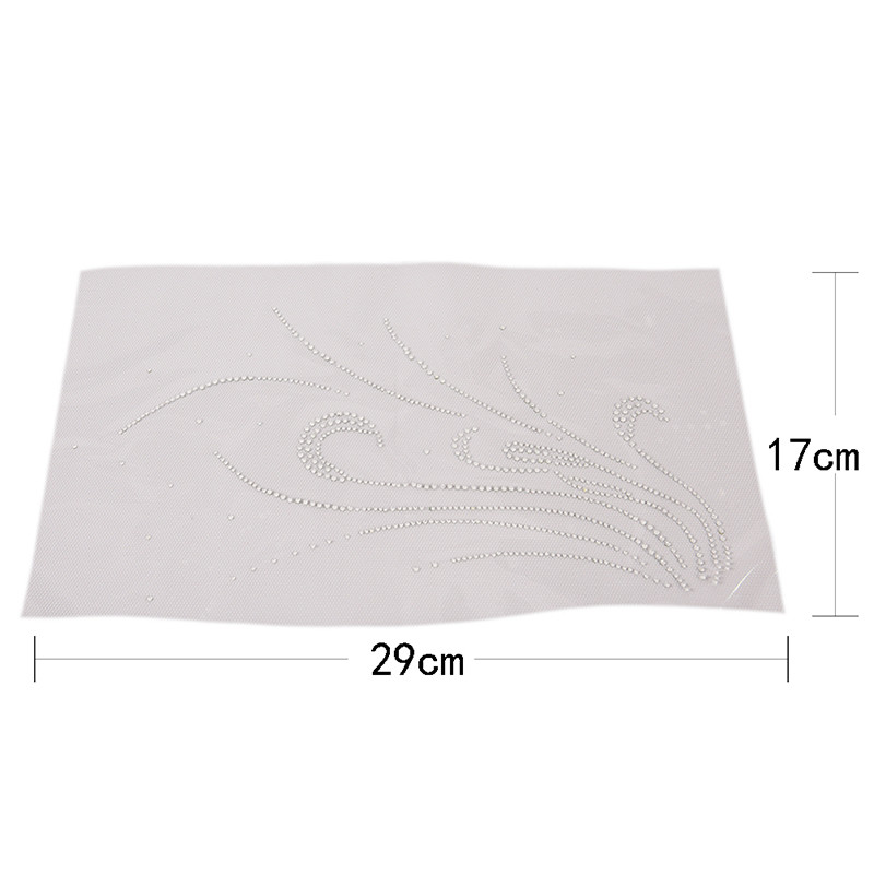 Hot Fix Rhinestones Feather Motif Crystal Pearl Iron on Heat Transfer ...