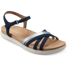 Easy Spirit Womens Dottle 3 Strappy Flats Ankle Strap Shoes Dark Blue SZ 11m