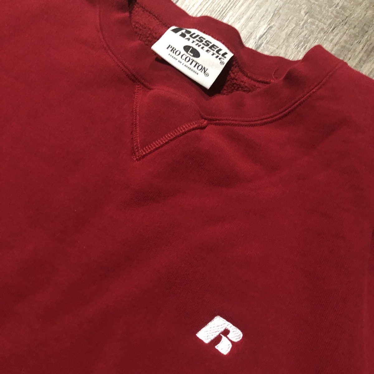 Mens Russell Athletic Pro Cotton Red Crewneck Sweatshirt Sz