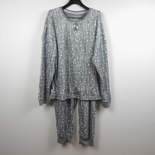 Nautica Fleece Pajama Set Women's Size 2XL Gray 2 Piece Soft Stretch