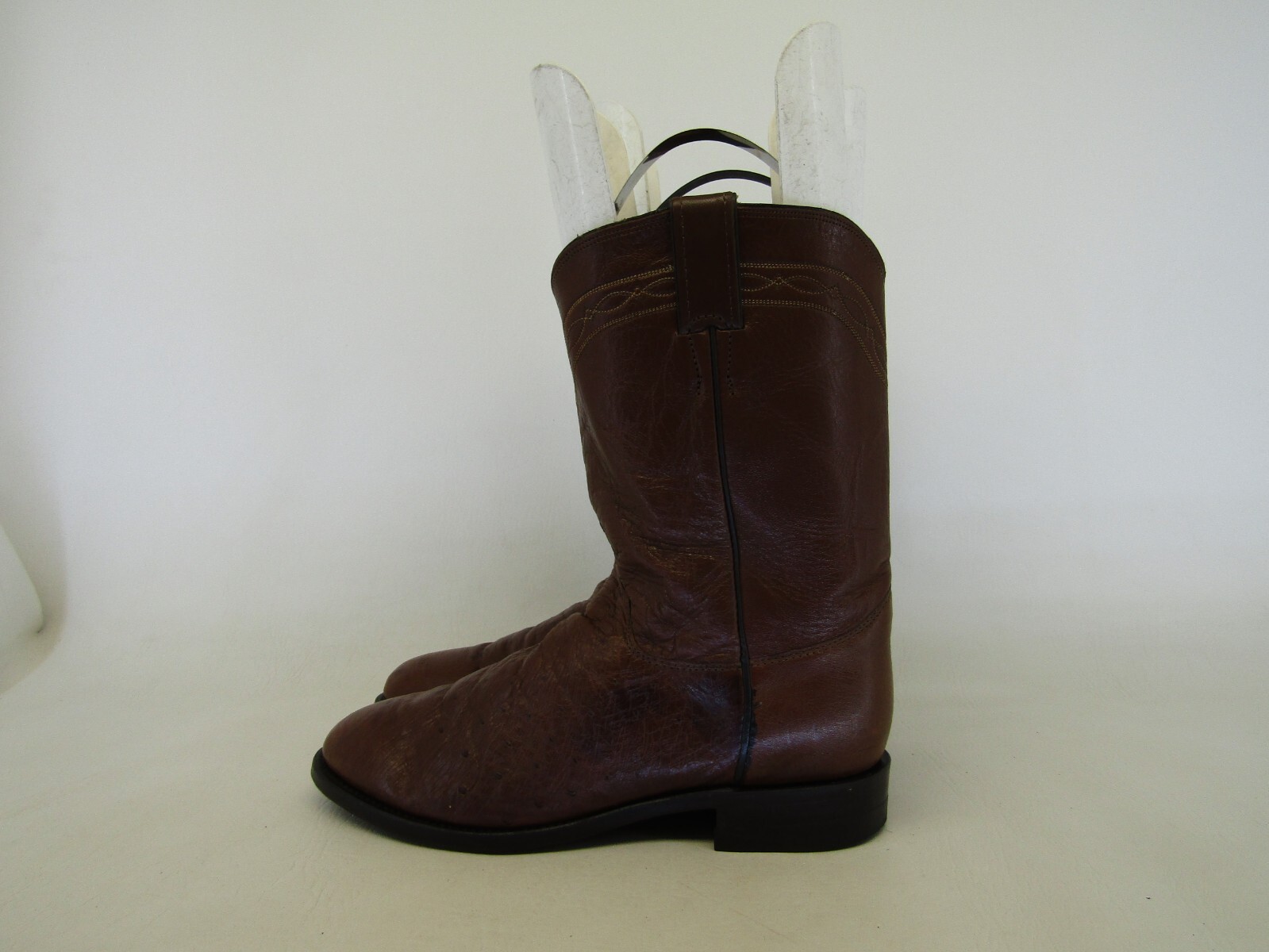 JUSTIN Mens Size D Brown Leather Ostrich Roper Cowboy Western