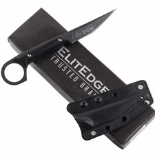 Elitedge Fixed Blade Knife Full Tang Finger Ring Black Sheath 7.5" Overall