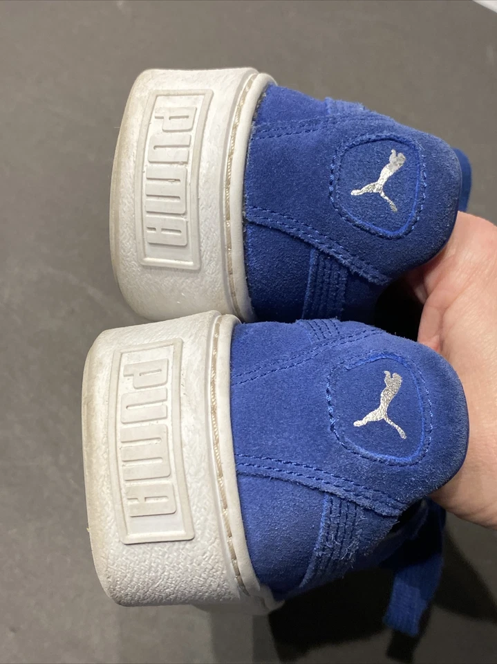 Tênis Puma camurça plataforma azul tênis feminino 7 prata macio - Imagem 3 de 4