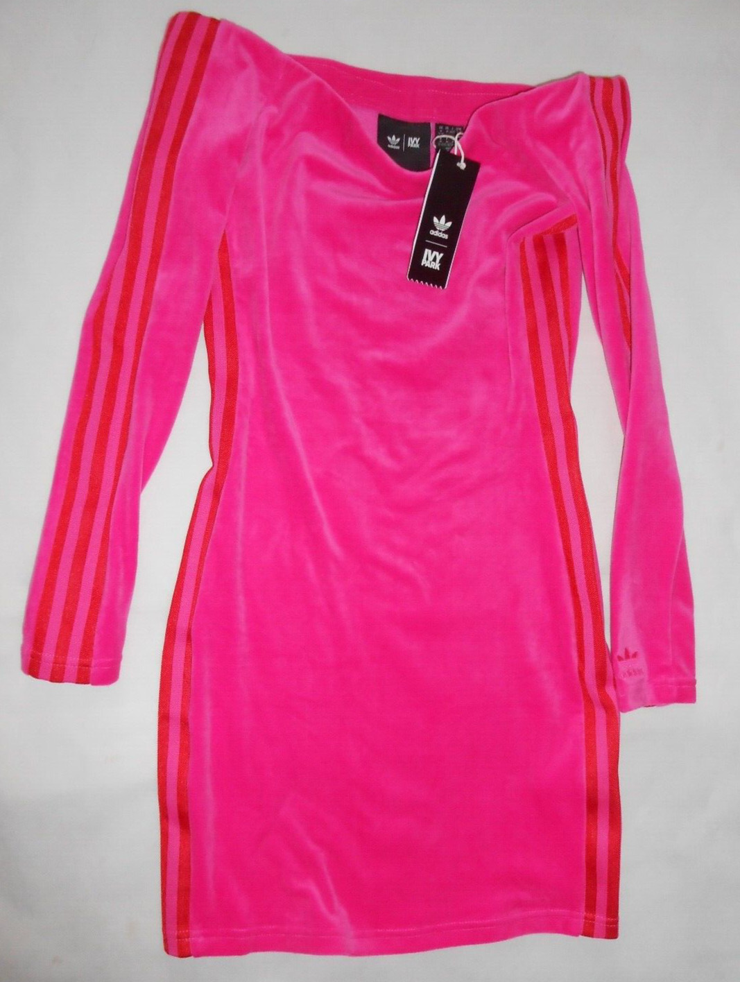 New Adidas x Ivy park pink velvet velour mini dress Size Medium RRP £220 image 7