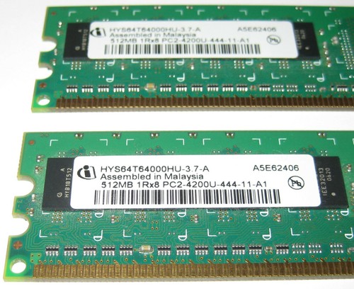 2 X Infineon 512 MB DDR2 533 MHz RAM Module - PC2 4200 - 240 Pin - Non-ECC - Picture 2 of 3