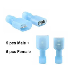 10pcs Blue Nylon Full Insulated Male Female Copper Terminals 14-16 Gauge 15A