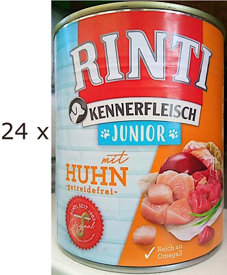 24 x 800 g Rinti Kennerfleisch Junior Huhn (  3,88/kg) Welpenfutter, nass