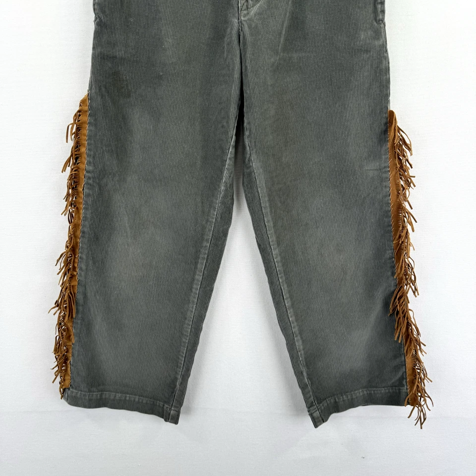 Vtg GAP Pants Boys 7 Youth Gray Corduroy Tan Fringe Western Rodeo Cowboy Chino - Image 3 of 4