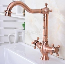 Antique Red Copper Bathroom Faucet Double Handle Hot-Cold Mixer Mixer Tap znf618