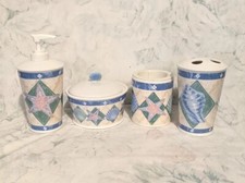 Favorite Things OPULENT SHELL Ceramic Bathroom Set - 4 Piece MINT CONDITION