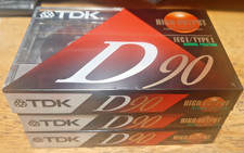 Lot of 3 TDK D90 IEC Type I Cassette Tapes High Output Audio 90 Min NEW Sealed