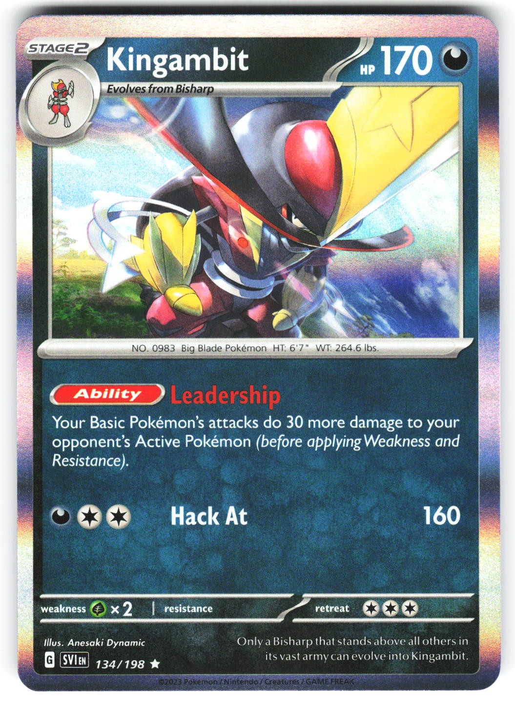 Kingambit 134/198 Rare Scarlet & Violet Pokemon Holo Near Mint
