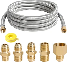 10FT High Pressure Propane Extension Hose with Conversion Couplings Kit, Steel B