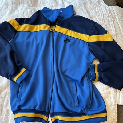 Vintage Late 1970's Nike Track Suit Jacket Blue and Yellow Size XL