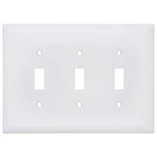 Pass & Seymour (TPJ3W) 3-Gang Wall Plate, Toggle Switch, Nylon, Jumbo, White NEW