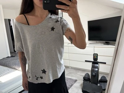 T-shirt Leon & Harper étoiles broderies gris S M L oversize 36 38 - Photo 1/4