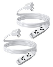 DEWENWILS 6FT Flat Plug Extension Cord, 3 Prong Ultra Thin Power Strip, White