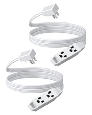 DEWENWILS 6FT Flat Plug Extension Cord, 3 Prong Ultra Thin Power Strip, White