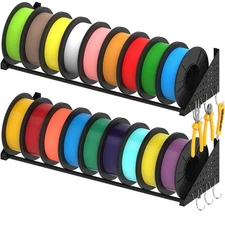 Wall Mount 3D Printer Filament Rack Shelf Holds 18 Spools, 60kg Capacity (2pcs)