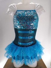 Dance Costume Medium Adult Turquoise Curtain Call J4817 Jazz Sequin