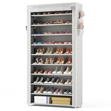 ROJASOP 10 Tier Shoe Rack with Covers Large Capacity Stackable Tall Shoe Shel...