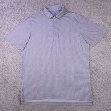 Johnnie-O Polo Shirt Mens Large Performance Stretch Geometric Floral White GUC